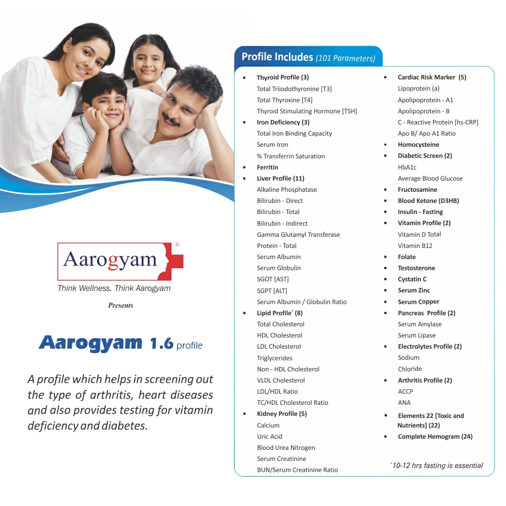 Thyrocare AAROGYAM 1.6 @Rs.2950 Only | 101 Tests | Thyrocare Packages